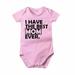 ZCFZJW Toddler Baby Girls Boys Short Sleeve Letter Print T-Shirt Jumpsuit Romper Casual Summer Cute Bodysuit Clothes for Birthday Mother s Day Children s Day #01-Pink 12-18Months