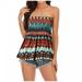 Women Summer Pleated Vest Fashion Floral Print Sexy Tube Top Casual Sleeveless Off The Shoulder Comfy Bandeau Top