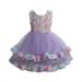 Penkiiy Toddler Kids Baby Girls Floral Formal Princess Party Tulle Tiered Full Dress Girls Dress Party Sundress 7-8 Years Purple On Sale