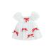 Infant Baby Girl Tulle Dress Square Neck Puff Short Sleeve Dress Bowknot High Waist A-line Dress
