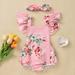 Herrnalise Toddler Kids Baby Girls Summer Playsuits Ruffled Bodysuit+Headband Clothes