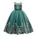 Girls Dresses Flower Lace Dress For Kids Wedding Bridesmaid Pageant Party Formal Long Maxi Gown Big First Birthday Dance Prom Sequin Bowknot Puffy Tulle Dresses For 130