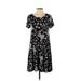 Old Navy Casual Dress - A-Line Scoop Neck Short sleeves: Black Floral Dresses - Women's Size Small