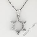 New 14K White Gold .50Ctw Round Brilliant Channel Diamond Open Snowflake Star Pendant On 18