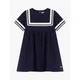 Petit Bateau Baby Organic Cotton Sailor Dress, Smoked Blue/White
