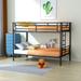 Metal Twin over Twin Bunk Bed with Removable Ladder & Full-length Guardrail, Premium Steel Slat Support, Kids' Furniture