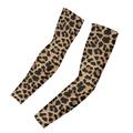 Diaonm Brown Leopard Print Arm Sleeves Women Men UV Sun Protection Cooling for Driving Cycling Golf Fishing Set of 2 Pcs Size L