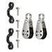 Stainless Steel Kayak Pad Eyes Kit 2 Pulley Blocks W/ Screws Accessory Nylon Gear for Replacement Rigging 2mm to 6mm Diameter