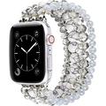 V-Moro Compatible with Apple Watch Bands Apple Watch Beaded Strap for Watch 45/44/42mm Series 8/7/6/5 Beaded iWatch Wristband/iWatch Strap/iWatch Band for Women Girls-White/Grey