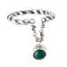 Moving Nature,'Polished Sterling Silver Charm Ring with Natural Chrysocolla'