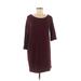 Splendid Casual Dress - Shift Scoop Neck 3/4 sleeves: Burgundy Print Dresses - Women's Size Medium