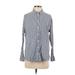 Old Navy Long Sleeve Button Down Shirt: Blue Print Tops - Women's Size Small