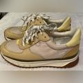 Madewell Shoes | Madewell Kickoff Trainer Sneakers,Washed Nylon And Leather, Size 8.5 | Color: Tan/Yellow | Size: 8.5