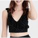 American Eagle Outfitters Tops | American Eagle Aeo Black White Polka Dot Ruffle Lace Crop Top Size Medium 8904. | Color: Black/White | Size: M