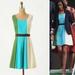 Anthropologie Dresses | Anthropologie Tabitha Glanz Dress Fit Flare Tri Color Block Lined Size 0 | Color: Blue/Green | Size: 0