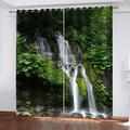 YUIUPD Curtains Blackout Eyelet Ring Top, 3D Forest Waterfall River Hd Print Kids Bedroom Curtains, 2 Panels Drapes For Living Room Nursery Kitchen, Soft Thermal Insulated Curtains 102 Inch Drop