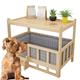 YNSHOP Solid Wood Dog House Pet Cat Bed Indoor Pet House Wooden Bedside Table Pet Supplies Suitable For Golden Retriever, Teddy, Etc (Color : Wood color, Size : 60x120cm)