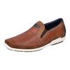 Slipper RIEKER, Herren, Gr. 46, braun (cognac), Leder, Synthetik, sportlich, Schuhe, Freizeitschuh, Schlupfschuh, Mokassin mit Stretcheinsätze