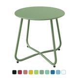 Grand Patio Outdoor&Indoor Steel Patio Side Table Weather Resistant Outdoor Small Round End Table for Patio Yard Balcony Garden Living Room Bedroom Sage Green