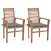 Suzicca Dining Chairs 2 pcs with Gray Cushions Solid Teak Wood