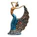 Peacock Dancer Figurine Dancing Sculpture Ornaments Crafts Girl Art Female for Desktop Decorations Tabletop Living Room Decor Blue