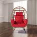 Wicker Egg Chair Garden PE Rattan Patio Chair Wicker Chair with Removable Cushion Lounge Chair with Metal Frame and Stand for Backyard Porch Bedroom Living Room