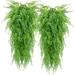 Zukuco Artificial Hanging Plants Fake Plants Boston Ferns Faux Hanging Plants Vines Decorations for Wall Garden Patio Porch Outdoor Plants DÃ©cor (2 Pcs)