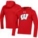Men's Under Armour Red Wisconsin Badgers School Logo Raglan Long Sleeve Hoodie Performance T-Shirt