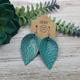 Turquoise Leather Leaf Earrings/Rose Gold Flower Embossed Pinched Petal Earrings/Western Earrings/Cowboy Earrings/Dangle Drop Earrings