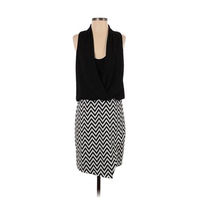 Karen Kane Casual Dress - Sheath Plunge Sleeveless: Black Chevron/Herringbone Dresses - Women's Size Small