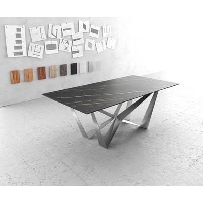 DELIFE Esstisch Edge 200x100cm Keramik Laminam®Noir Desir Braun Spider Flachstahl Edelstahl, Esstische Image