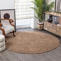 Surya Home Flauschiger Teppich Rund - Shaggy Teppich für Wohnzimmer, Schlafzimmer, Berber Abstrakter Langflor Hochflor Teppich Beige flauschig - Teppich Rund 200cm Carpet in Beige