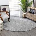 Surya Home Flauschiger Teppich Rund - Shaggy Teppich für Wohnzimmer, Schlafzimmer, Berber Abstrakter Langflor Hochflor Teppich Grau flauschig - Teppich Rund 200cm Carpet in Grau