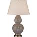 Robert Abbey Taupe Gray and Silver Double Gourd Ceramic Table Lamp