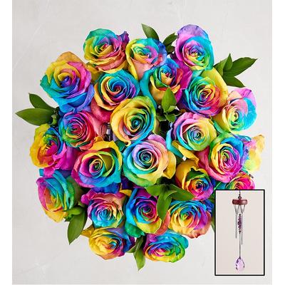 1-800-Flowers Flower Delivery Rainbow Roses 24 Stems W/ Windchime
