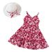 ZHAGHMIN 6 Year Dress Toddler Girls Fashion Summer Flower Dress Babys Kids Tutu Dress With Sun Hat Girls Sling Cake Dress Floral 2Pcs Outfits Clothes Girl 6 Years Sweater for Kids Girls Dresses For