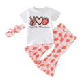 ZHAGHMIN Shorts Set Girl Toddler Girls Short Sleeve Strawberry Printed T Shirt Pullover Tops Bell Bottoms Pants Kids Outfits 8 Girls Outfits Blankets Set Outfit Girl Baby Girl Outfits With Matching