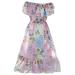 Girls Dresses Chiffon Summer Foreign Style Mid Length Beach Off Shoulder Floral Big Is Suitable As Flower Wedding Dresses For Toddler Girls