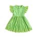 Toddler Girls Summer A-line Dress Short Sleeve O Neck Lace Floral Tassel Dresses