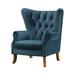 Wingback Chair - Rosdorf Park Jalyse 33.6" W Tufted Velvet Wingback Chair Wood/Velvet in Blue/Brown | 45.5 H x 33.6 W x 39.4 D in | Wayfair