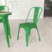 Indoor/Outdoor Green-Blue Stacking Metal Dining Chair with Single Slat Back