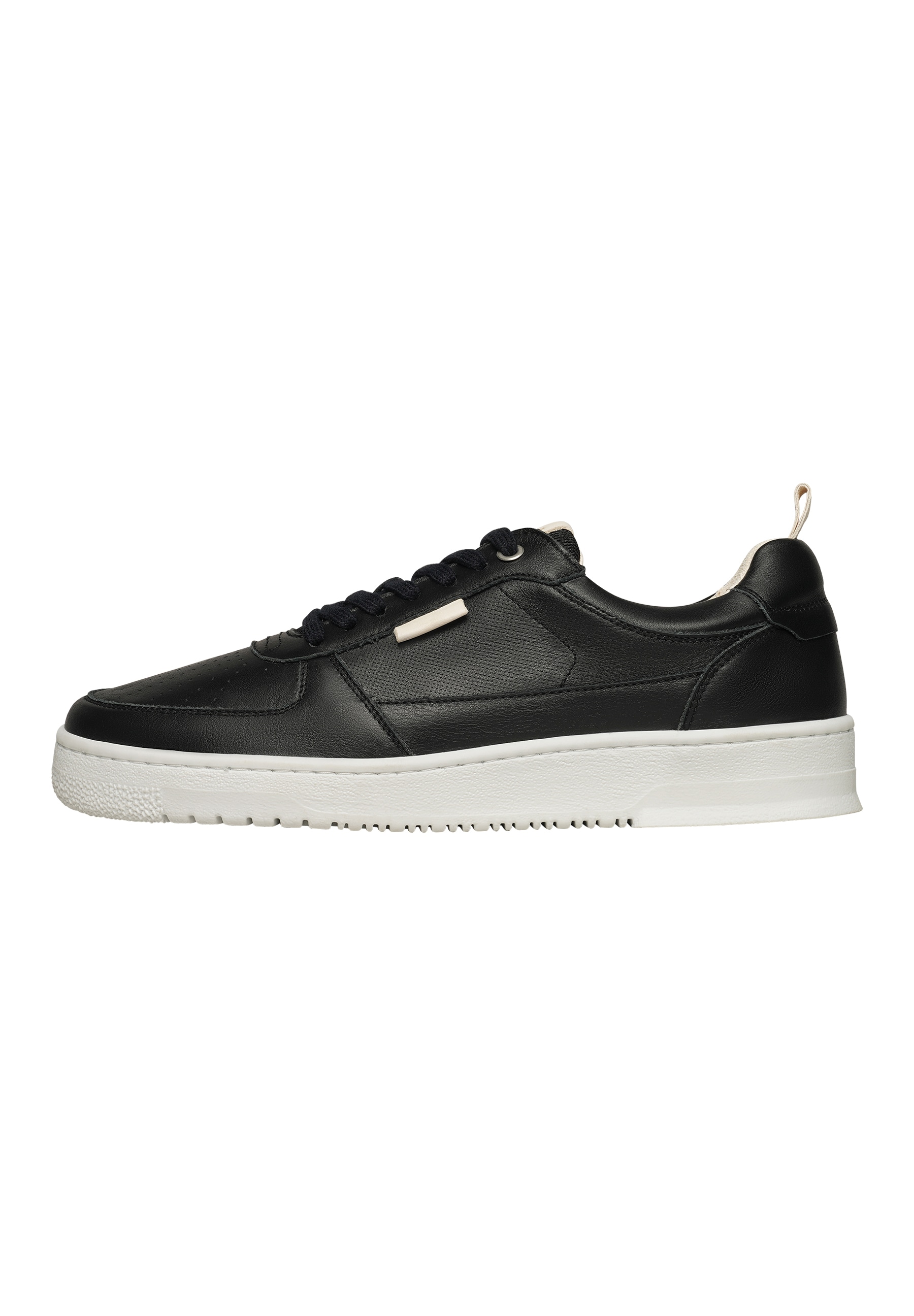 Sneaker N91 "Bball M AB Herrensneaker", Herren, Gr. 46, schwarz, Leder und Textil, Schuhe, Turnschuh Leder handgefertigt, sportlicher Freizeitschuh Herren