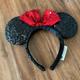 Disney Accessories | Authentic Disney Parks Sequin Minnie Ears | Color: Black/Red | Size: Os