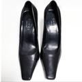 Gucci Shoes | Gucci Pumps Black Square Toe Stacked Heel 6.5 | Color: Black/Silver | Size: 6.5