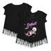 Girls Toddler Tiny Turnip Black Detroit Tigers Space Unicorn Fringe T-Shirt