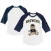 Youth Tiny Turnip White/Navy Milwaukee Brewers Teddy Boy 3/4-Sleeve Raglan T-Shirt