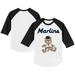 Youth Tiny Turnip White/Black Miami Marlins Teddy Boy 3/4-Sleeve Raglan T-Shirt