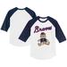 Toddler Tiny Turnip White/Navy Atlanta Braves Teddy Boy 3/4-Sleeve Raglan T-Shirt