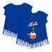 Girls Toddler Tiny Turnip Royal New York Mets Sundae Helmet Fringe T-Shirt