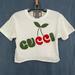 Gucci Tops | Gucci - White Cherry Cropped Logo T-Shirt - Xxs | Color: Red/White | Size: Xxs